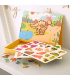 TOOKY TOY Układanka Magnetyczna Puzzle Montessori Pudełko Edukacyjne Dinozaury 68 el.