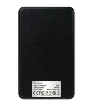 External HDD|TRANSCEND|StoreJet|2TB|USB 3.0|Colour Black|TS2TSJ25A3K