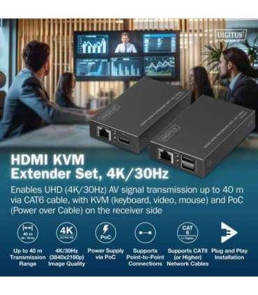 DIGITUS HDMI KVM Extender Set, 4K/30Hz Digitus
