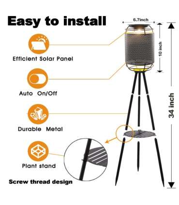 Напольный садовый светильник на солнечной батарее JJjalights (на штативе)