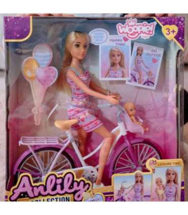 WOOPIE ROYAL Lalka Lily Rowerzystka Bobas w Foteliku Rower