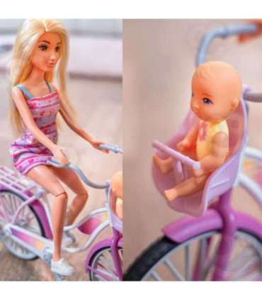 WOOPIE ROYAL Lalka Lily Rowerzystka Bobas w Foteliku Rower