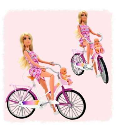 WOOPIE ROYAL Lalka Lily Rowerzystka Bobas w Foteliku Rower