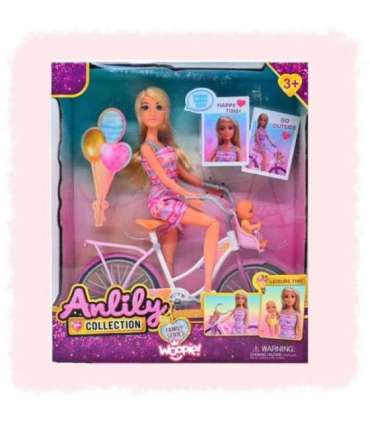 WOOPIE ROYAL Lalka Lily Rowerzystka Bobas w Foteliku Rower