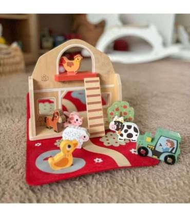 TOOKY TOY Puidust kokkupandav talu kohvris loomakestega