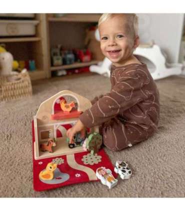 TOOKY TOY Деревянная складная ферма в чемоданчике с животными