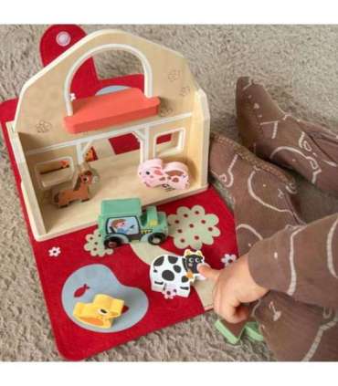 TOOKY TOY Деревянная складная ферма в чемоданчике с животными