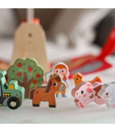 TOOKY TOY Puidust kokkupandav talu kohvris loomakestega