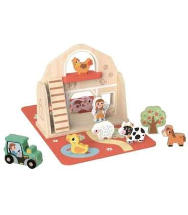 TOOKY TOY Деревянная складная ферма в чемоданчике с животными