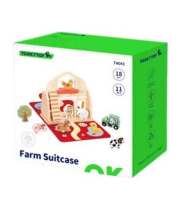 TOOKY TOY Деревянная складная ферма в чемоданчике с животными