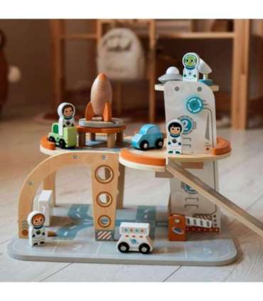 TOOKY TOY Drewniany Kosmiczny Parking  Stacja Kosmiczna