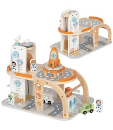 TOOKY TOY Drewniany Kosmiczny Parking  Stacja Kosmiczna