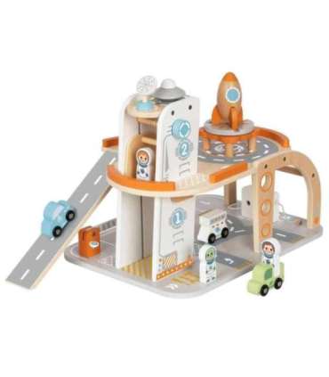 TOOKY TOY Drewniany Kosmiczny Parking  Stacja Kosmiczna