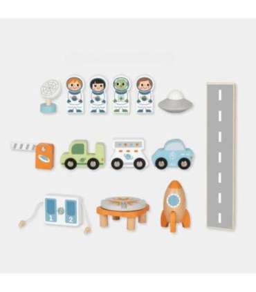 TOOKY TOY Drewniany Kosmiczny Parking  Stacja Kosmiczna