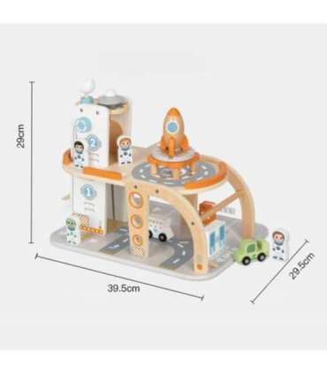 TOOKY TOY Drewniany Kosmiczny Parking  Stacja Kosmiczna