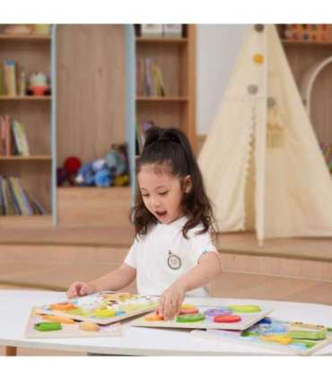 VIGA деревянная головоломка Montessori 2 в 1, фигурки овощей