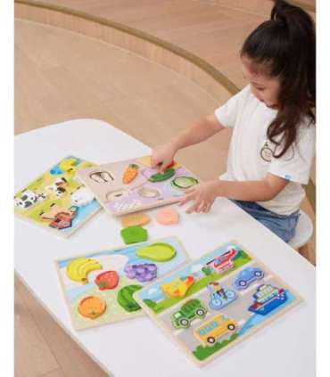 VIGA деревянная головоломка Montessori 2 в 1, фигурки овощей