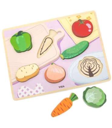 VIGA деревянная головоломка Montessori 2 в 1, фигурки овощей