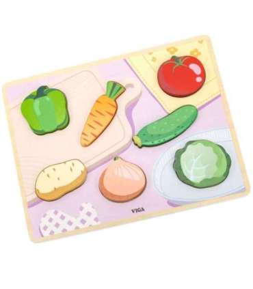 VIGA деревянная головоломка Montessori 2 в 1, фигурки овощей