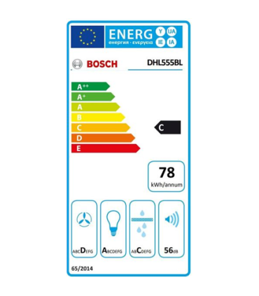 Bosch Hood Serie 4 DHL555BL Canopy Energy efficiency class C Width 50 cm 590 m³/h Mechanical control |