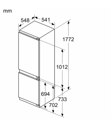 Bosch Refrigerator KIV86VFE1 Energy efficiency class E Built-in Combi Height 177.5 cm Fridge net capacity