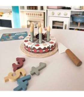 TOOKY TOY Drewniany Tort Urodzinowy ze Świeczkami Rzepy