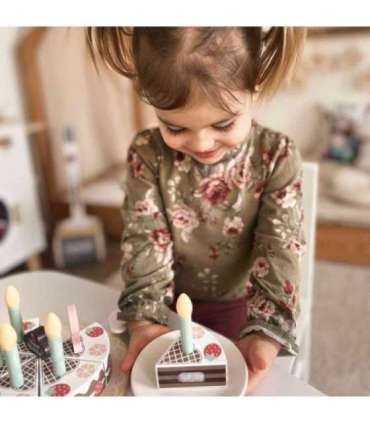 TOOKY TOY Drewniany Tort Urodzinowy ze Świeczkami Rzepy