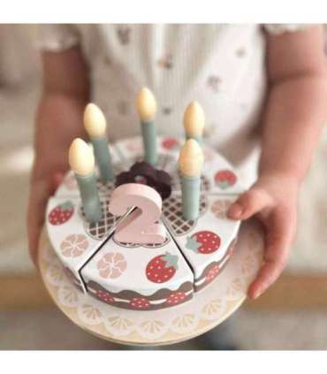 TOOKY TOY Drewniany Tort Urodzinowy ze Świeczkami Rzepy