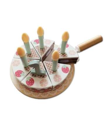 TOOKY TOY Drewniany Tort Urodzinowy ze Świeczkami Rzepy