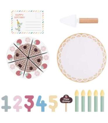 TOOKY TOY Drewniany Tort Urodzinowy ze Świeczkami Rzepy