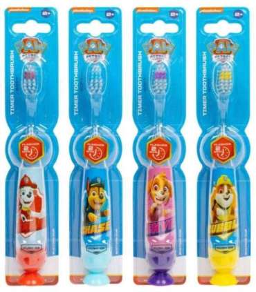 Paw Patrol Flashing Toothbrush Set with Suction Cap Different Colors 4 pcs