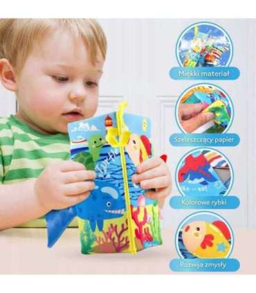 WOOPIE BABY krõbisev riideraamat mereloomade sabadega