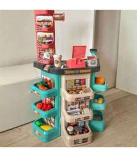 WOOPIE pood/supermarket ja ostukäru, ostukorv, kassa, kaal, skänner - 47 tk