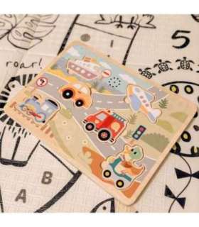 TOOKY TOY Drewniane Interaktywne Puzzle Pojazdy