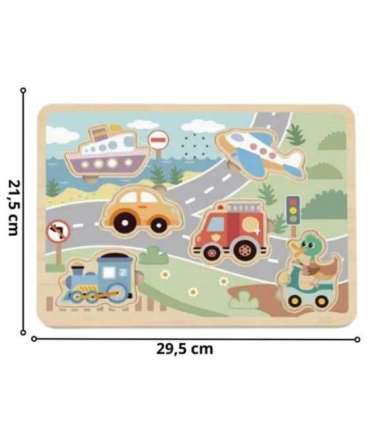 TOOKY TOY Drewniane Interaktywne Puzzle Pojazdy