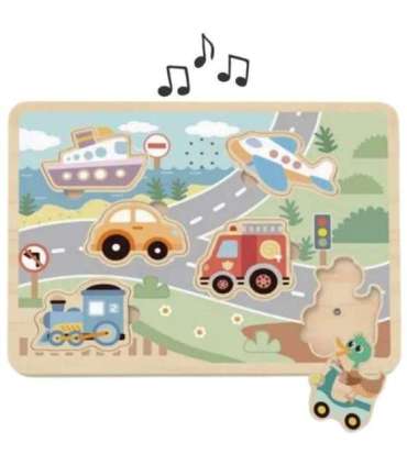 TOOKY TOY Drewniane Interaktywne Puzzle Pojazdy