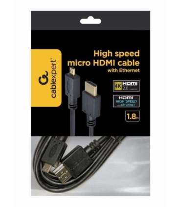 CABLE HDMI-MICRO HDMI 1.8M/V.2.0 BLK CC-HDMID-6 GEMBIRD