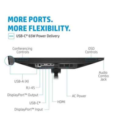 HP E24m G4 FHD Conferencing Monitor - 23.8" 1920x1080 FHD 300-nit 75Hz AG, IPS, USB-C(65W)/HDMI/DisplayPort Daisy-Chain, 4x U