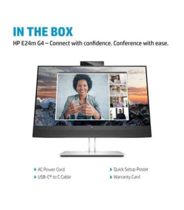 HP E24m G4 FHD Conferencing Monitor - 23.8" 1920x1080 FHD 300-nit 75Hz AG, IPS, USB-C(65W)/HDMI/DisplayPort Daisy-Chain, 4x U