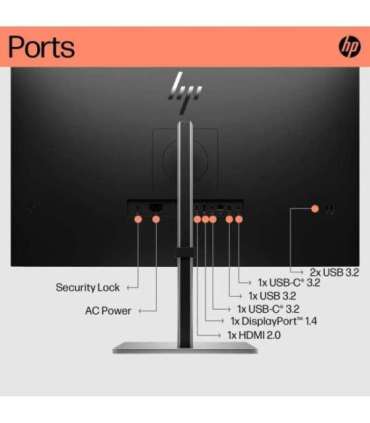 HP E32k G5 4K Charging Monitor - 31.5" 3840x2160 UHD 350-nit 60Hz AG, IPS, USB-C(65W/15W)/HDMI/DisplayPort, 3x USB-A, speaker