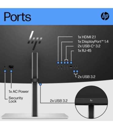 HP E45c G5 5K Curved Charging Monitor - 44.5" 5120x1440 5K DQHD 400-nit 165Hz AG, Curved, VA, 2x USB-C(65W)/HDMI/DisplayPort,