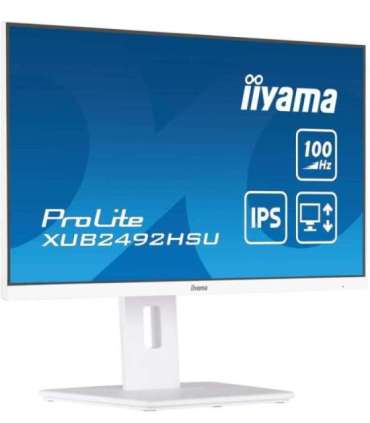 24" WHITE ETE IPS-panel, 1920x1080@100Hz, 15cm Height Adj. Stand, Pivot, 250cd/m², Speakers, HDMI, DisplayPort, 0,4ms MPRT, F