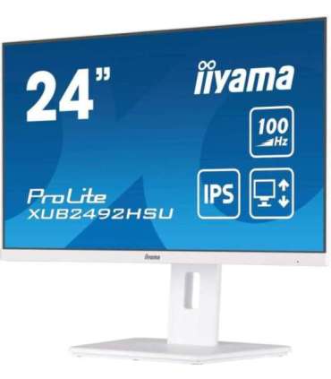 24" WHITE ETE IPS-panel, 1920x1080@100Hz, 15cm Height Adj. Stand, Pivot, 250cd/m², Speakers, HDMI, DisplayPort, 0,4ms MPRT, F