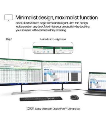 HP 724pf Series 7 Pro FHD Monitor - 23.8" 1920x1080 FHD 300-nit 100Hz AG, IPS, HDMI/DisplayPort Daisy-Chain, 4x USB-A, height