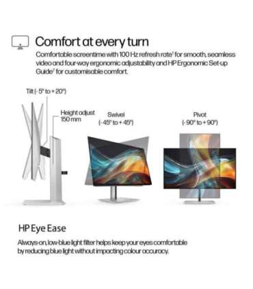 HP 724pn Series 7 Pro WUXGA Monitor - 24" 1920x1200 WUXGA 350-nit 100Hz AG, IPS, HDMI/DisplayPort Daisy-Chain, 4x USB-A, heig