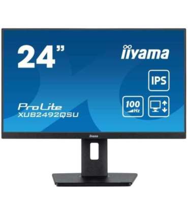 24” WQHD IPS technology panel with USB hub, 100Hz refresh rate and height adjustable stand