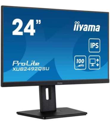 24” WQHD IPS technology panel with USB hub, 100Hz refresh rate and height adjustable stand