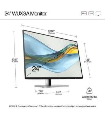HP 524pn Series 5 Pro WUXGA Monitor - 24" 1920x1200 WUXGA 350-nit 100Hz AG, IPS, HDMI/DisplayPort, 4x USB-A, height adjustabl