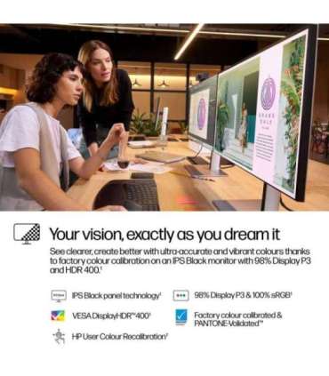 HP 727pq Series 7 Pro QHD Monitor - 27" 2560x1440 QHD 400-nit 120Hz AG, IPS Black HDR 400, USB-C(15W)/HDMI/DisplayPort Daisy-