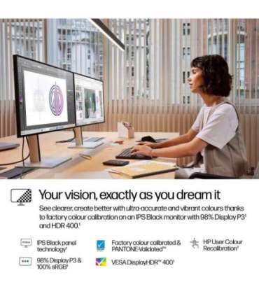 HP 727pu Series 7 Pro QHD TB4 Charging Monitor - 27" 2560x1440 QHD 400-nit 120Hz AG, IPS Black HDR 400, USB-C(100W/15W)/HDMI/